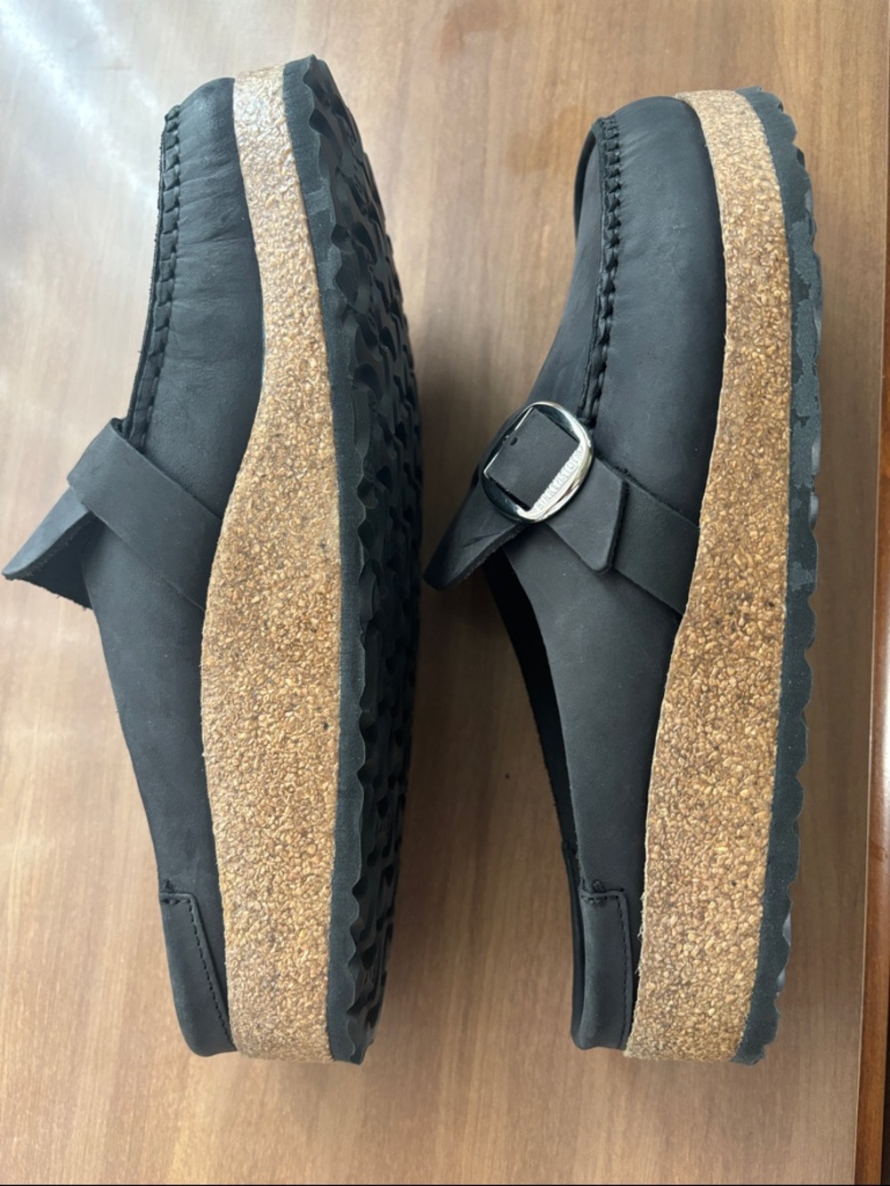 Birkenstock Black Slip-On Mule with Buckle Detail